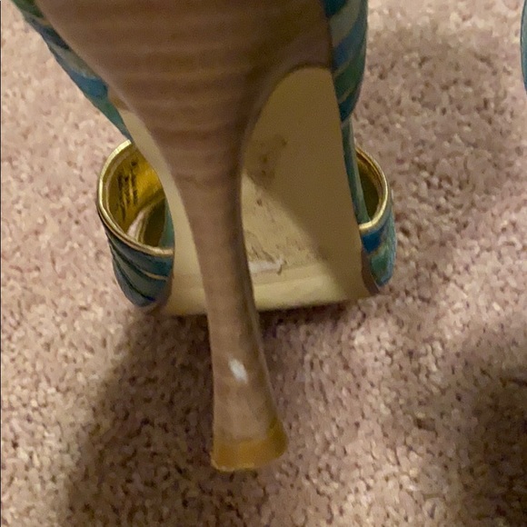 Now! Multi blue stripe open toe heels - Picture 5 of 6